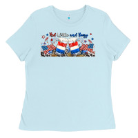Baby Blue red white and boozy libbey glass Ladies Tee - RanaPortraitStore