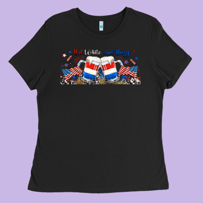 Red White And Boozy Libbey Glass Ladies Tee Designed By Ranaportraitstore