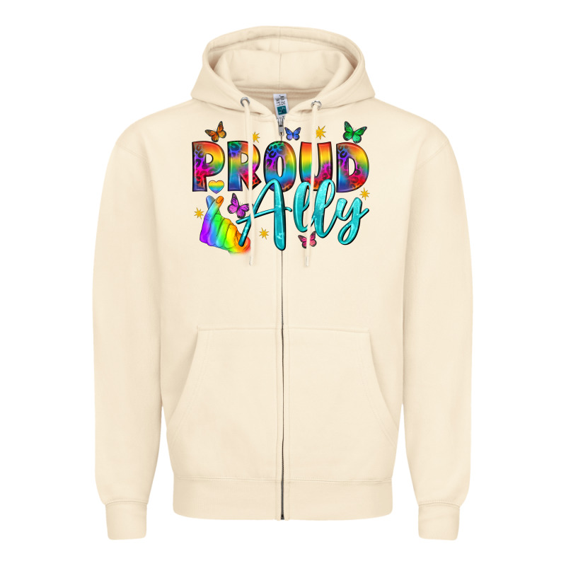Proud Ally Zipper Hoodie by NancyCooperArtShop | Teevron