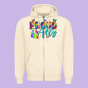Proud Ally Zipper Hoodie Designed By Nancycooperartshop