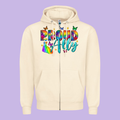 Proud Ally Zipper Hoodie Designed By Nancycooperartshop