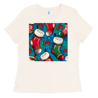 Bone christmas socks seamless pattern Ladies Tee - BundleAndBundleShop