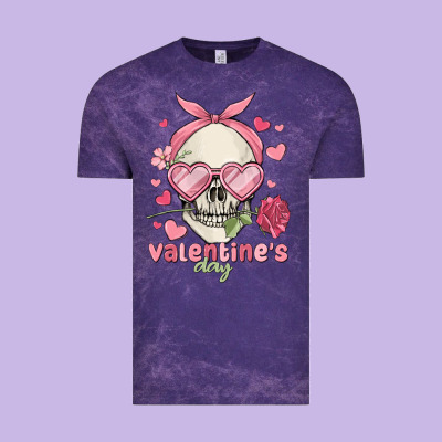 Valentine's Day Skull Vintage Tee Designed By Maliassmallbusiness