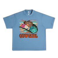 Pebble Blue cowgirl hat flowers leopard and  leather Urban Heavy Tee - AdoDesignShop