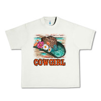 Cowgirl Hat Flowers Leopard And  Leather Urban Heavy Tee | Teevron