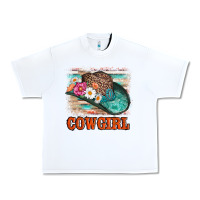 White cowgirl hat flowers leopard and  leather Urban Heavy Tee - AdoDesignShop