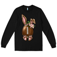Black American Football Easter Bunny Long Sleeve Tee - BundleAndBundleShop