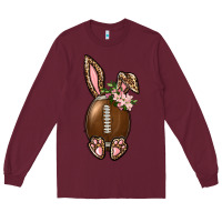 Burgundy American Football Easter Bunny Long Sleeve Tee - BundleAndBundleShop