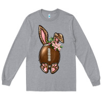 Heather Grey American Football Easter Bunny Long Sleeve Tee - BundleAndBundleShop