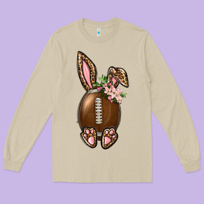 American Football Easter Bunny Long Sleeve Tee Designed By Bundleandbundleshop