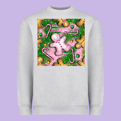 Christmas Smile Gingerbread Cookie Seamless Pattern Bbs Heavyweight Sweatshirt Designed By Bundleandbundleshop