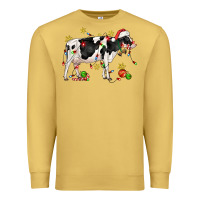 Antique Gold christmas holstein cow Premium Sweatshirt - CowGirlArtShop