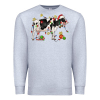 Heather Grey christmas holstein cow Premium Sweatshirt - CowGirlArtShop