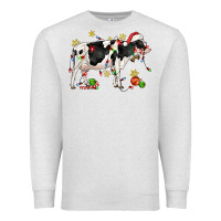 Oatmeal Heather christmas holstein cow Premium Sweatshirt - CowGirlArtShop