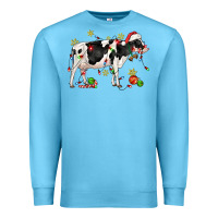 Ocean Blue christmas holstein cow Premium Sweatshirt - CowGirlArtShop