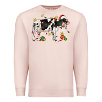 Pale Pink christmas holstein cow Premium Sweatshirt - CowGirlArtShop