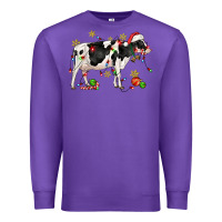 Purple christmas holstein cow Premium Sweatshirt - CowGirlArtShop