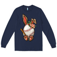 Navy Baseball Easter Bunny Long Sleeve Tee - BundleAndBundleShop