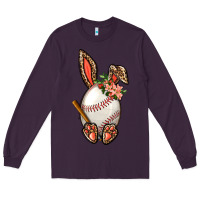 Plum Baseball Easter Bunny Long Sleeve Tee - BundleAndBundleShop