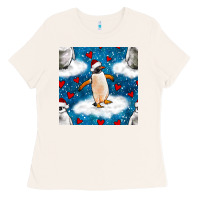 Christmas Penguin And Heart Seamless Pattern Ladies Tee | Teevron