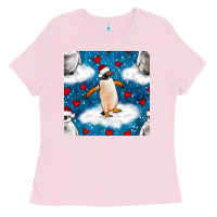 Bubblegum Pink christmas penguin and heart seamless pattern Ladies Tee - BundleAndBundleShop