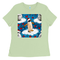 Matcha christmas penguin and heart seamless pattern Ladies Tee - BundleAndBundleShop