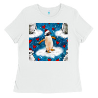 White christmas penguin and heart seamless pattern Ladies Tee - BundleAndBundleShop