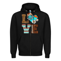 Black American Football love and helmet Zipper Hoodie - NancyCooperArtShop