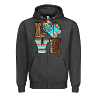 Charcoal Heather American Football love and helmet Zipper Hoodie - NancyCooperArtShop