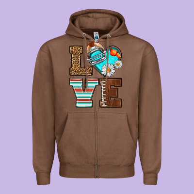 American Football Love And Helmet Zipper Hoodie Designed By Nancycooperartshop