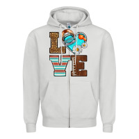 Dove Grey American Football love and helmet Zipper Hoodie - NancyCooperArtShop