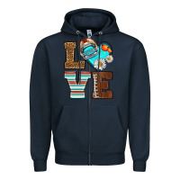 Navy American Football love and helmet Zipper Hoodie - NancyCooperArtShop
