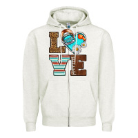 Oatmeal Heather American Football love and helmet Zipper Hoodie - NancyCooperArtShop