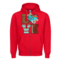Red American Football love and helmet Zipper Hoodie - NancyCooperArtShop
