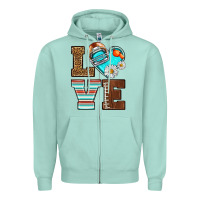 Seafoam American Football love and helmet Zipper Hoodie - NancyCooperArtShop
