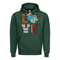 Sports Green American Football love and helmet Zipper Hoodie - NancyCooperArtShop