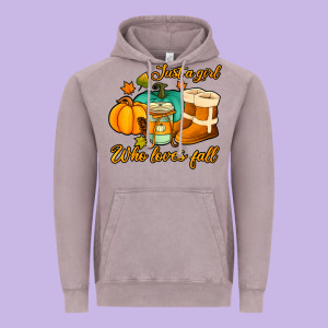 Just A Girl Who Loves Fall Vintage Hoodie Designed By Jasminsmagicworld