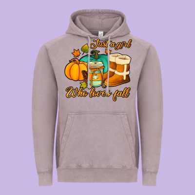Just A Girl Who Loves Fall Vintage Hoodie Designed By Jasminsmagicworld