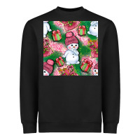 Black cute snowman and gift box with leopard seamless pattern bbs Heavyweight Sweatshirt - BundleAndBundleShop