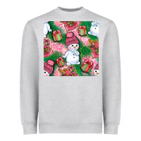 Heather Grey cute snowman and gift box with leopard seamless pattern bbs Heavyweight Sweatshirt - BundleAndBundleShop