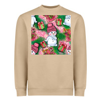 Mushroom cute snowman and gift box with leopard seamless pattern bbs Heavyweight Sweatshirt - BundleAndBundleShop