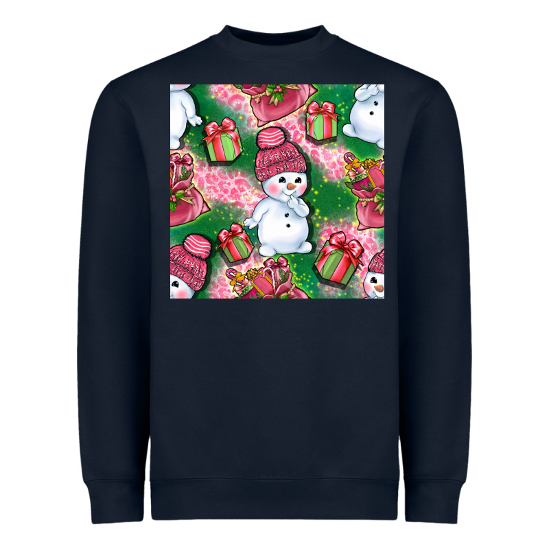 Cute Snowman And Gift Box With Leopard Seamless Pattern Bbs Heavyweight Sweatshirt by BundleAndBundleShop | Teevron