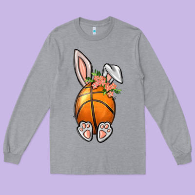 Basketball Easter Bunny Long Sleeve Tee Designed By Bundleandbundleshop
