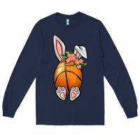 Navy Basketball Easter Bunny Long Sleeve Tee - BundleAndBundleShop