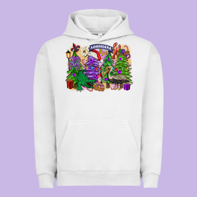 Christmas Louisiana Mardi Gras Trees Urban Hoodie Designed By Fadigitalartstudio