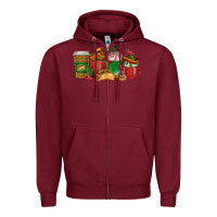 Burgundy Tacos Coffee Cups Zipper Hoodie - texasbilliewilder