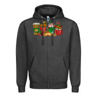 Charcoal Heather Tacos Coffee Cups Zipper Hoodie - texasbilliewilder