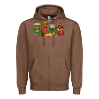 Chestnut Tacos Coffee Cups Zipper Hoodie - texasbilliewilder
