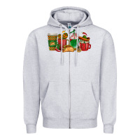 Heather Grey Tacos Coffee Cups Zipper Hoodie - texasbilliewilder