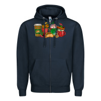 Navy Tacos Coffee Cups Zipper Hoodie - texasbilliewilder
